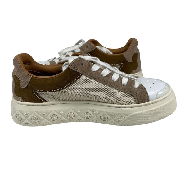 Tory Burch Lady Bug Sneaker Cream Brown Womens Size 6.5 - Picture 6 of 15